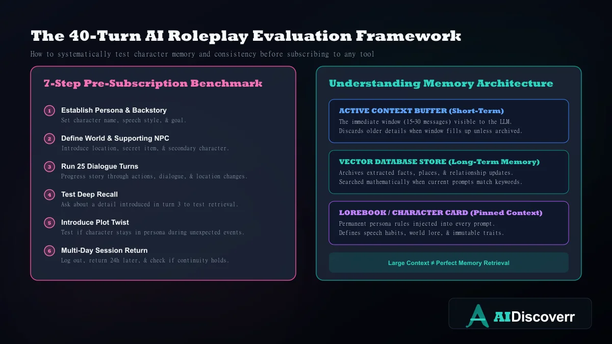 40-Turn AI Roleplay Test Framework 40-turn AI roleplay test framework and memory architecture breakdown