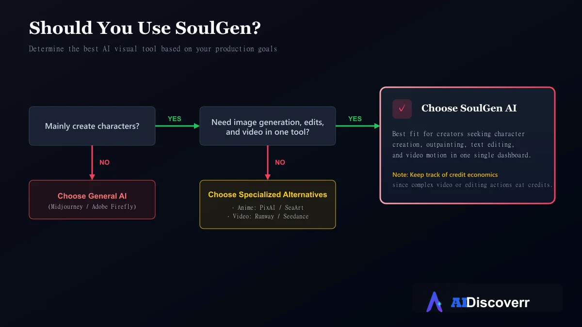 Is SoulGen the Right Tool Decision Chart Should you use SoulGen decision tree flow chart